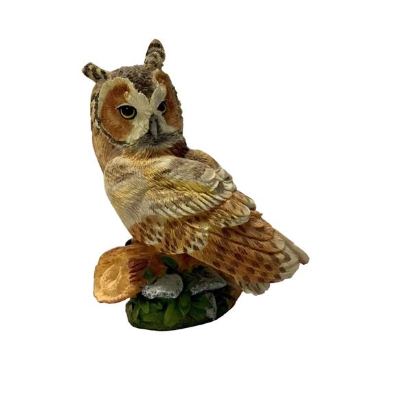 The Franklin Mint Long Eared Owl Vintage Resin Figurine - Picture 1 of 7